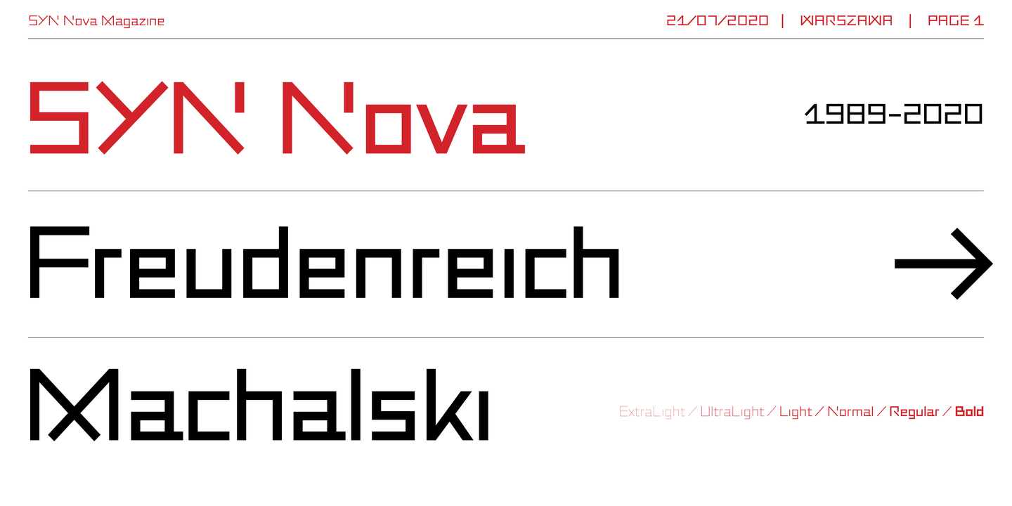 Beispiel einer SYN Nova-Schriftart